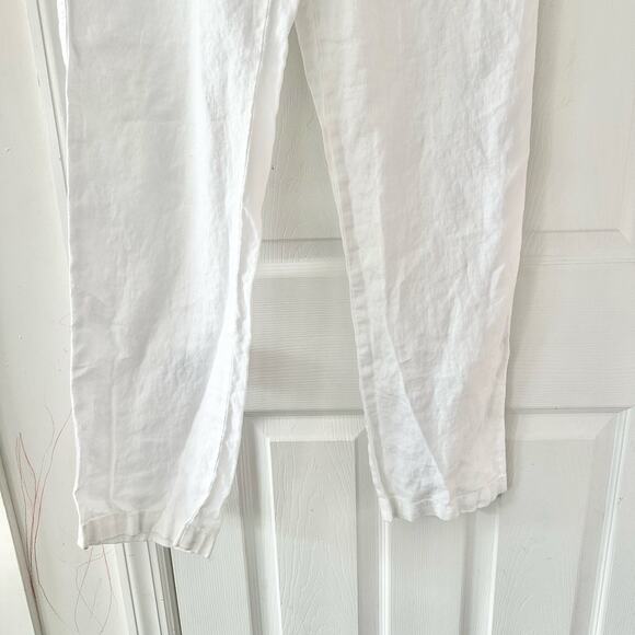 Todd Snyder White Linen Straight Leg Drawstring Button Back Pocket Beach Pants M - Picture 6 of 9